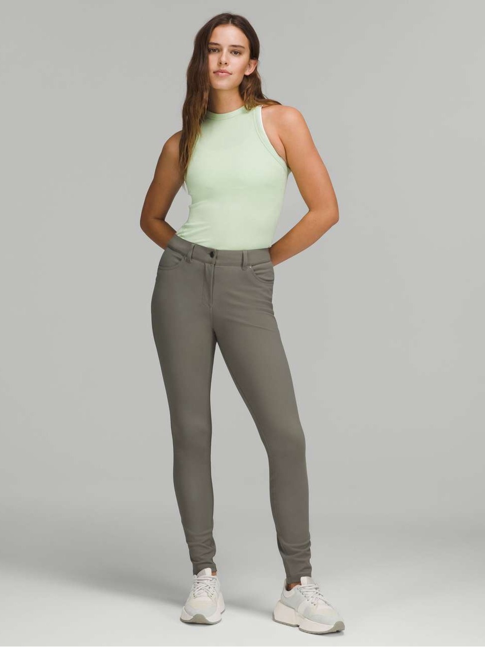 Lululemon City Sleek Slim-Fit 5 Pocket High-Rise Pant
Grey Sage size 28